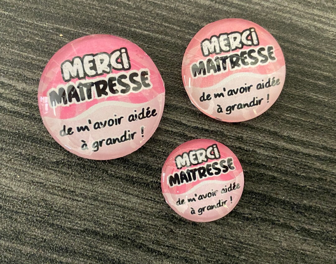 1 Cabochon en Verre Rond Merci maîtresse de m
