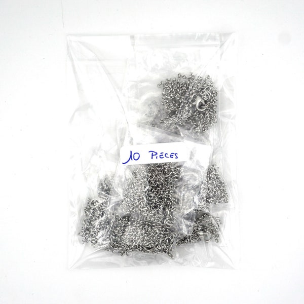 10 chaînes métal argenté de 95 cm + 5 cm d'extension (fermoir inclus)