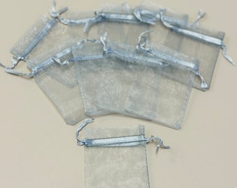 10 to 100 organza pouches, grey gift bags, rectangle, 7 x 9 cm (organza bags)