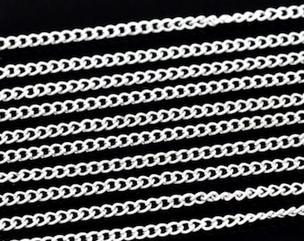 10 meters silver metal chain, gourmet chains, unwelded rings, 3x2.2 mm (x10m)