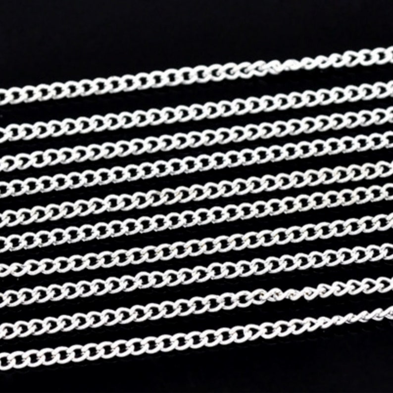 10 meter zilveren metalen ketting, gastronomische kettingen, ongewelde ringen, 3x2,2 mm x10m afbeelding 1