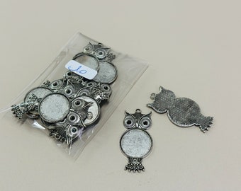 10 25 mm cabochon supports in the shape of an owl/owl