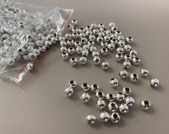 Perles 5 mm argenté - type intercalaire - sachet d'environ 500 perles