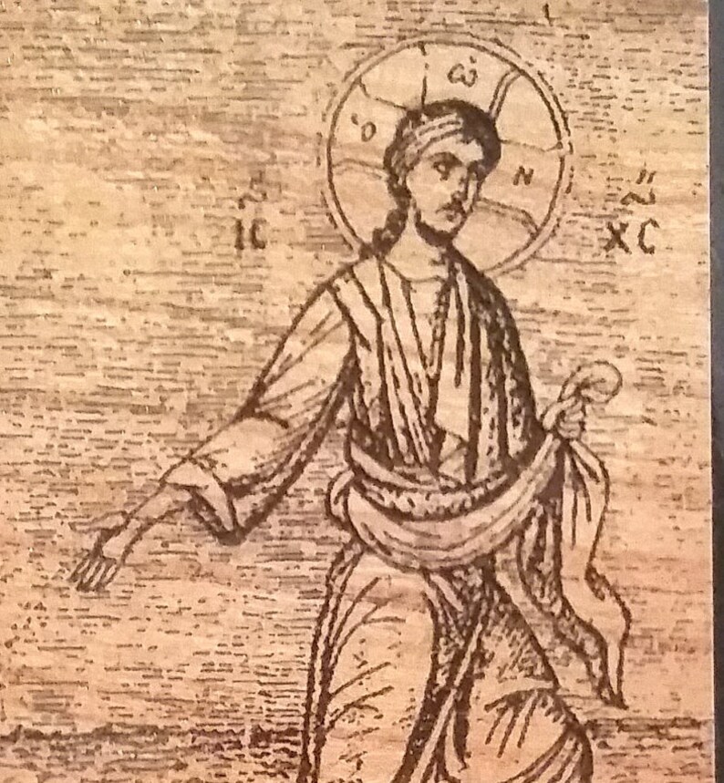 Christ the Sower Gilded Wood Block 7H x 3W x 1.75D