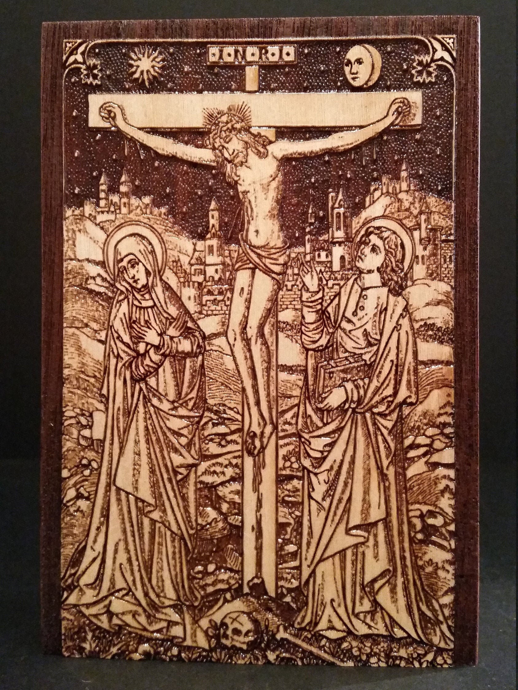 Crucifixion of Our Lord Engraved Wood Block H5.5 x W4 Etsy
