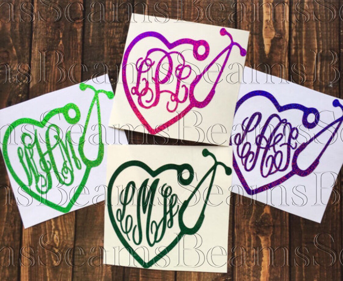 Yeti tumbler monogram / stethoscope decal / glitter, yeti rambler, nu…