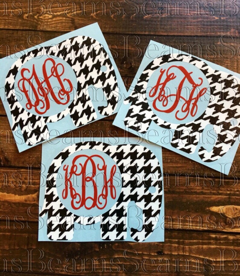 Tumbler Decal Elephant Houndstooth Monogram Yeti Rambler Etsy