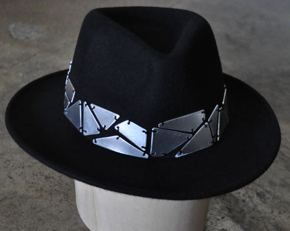 Fedora Hat - Wool - Black - Aluminium - Geometric  display picture 1