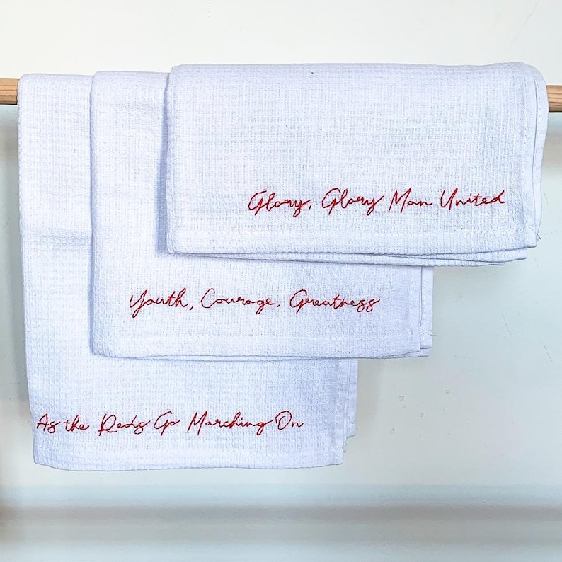Personalised Hand Embroidered Slogan Tea Towel White 100% - Etsy UK