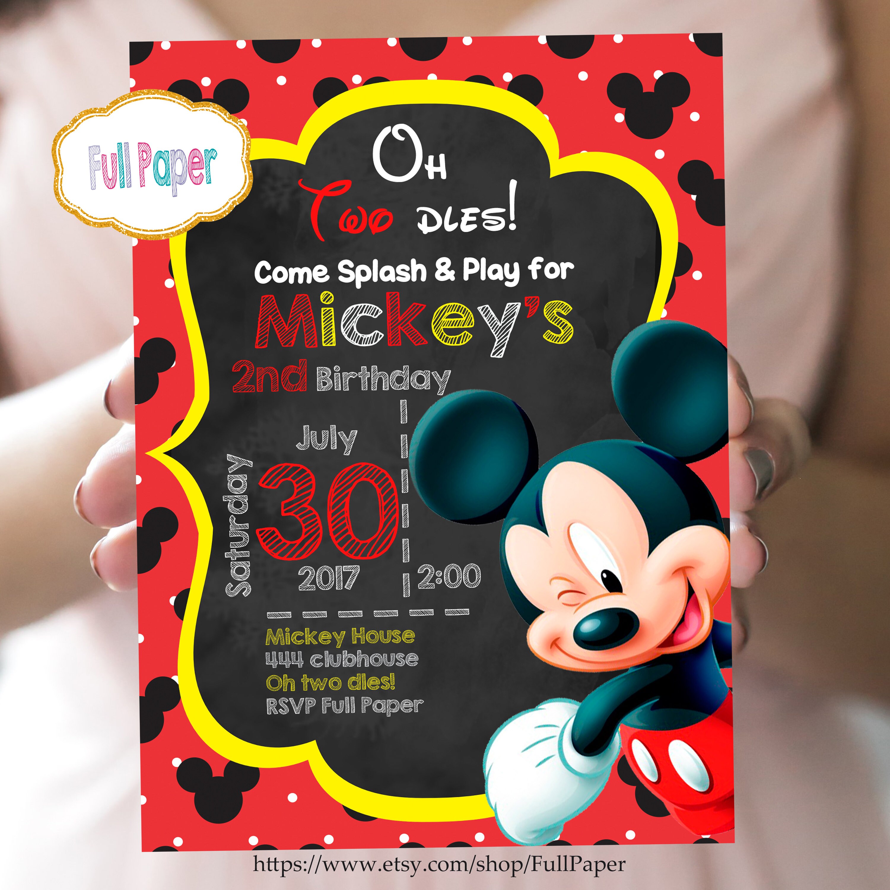 Oh Toodles Birthday Party Invitation MICKEY BIRTHDAY INVITATION Minnie