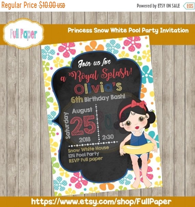Pool Party Princess Snow White Party Girl Princess Pool Etsy