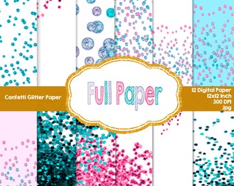 Confetti Glitter Paper-Glitter-Confetti digital paper-pink glitter-party decor-party supplies-Digital Paer Glitter