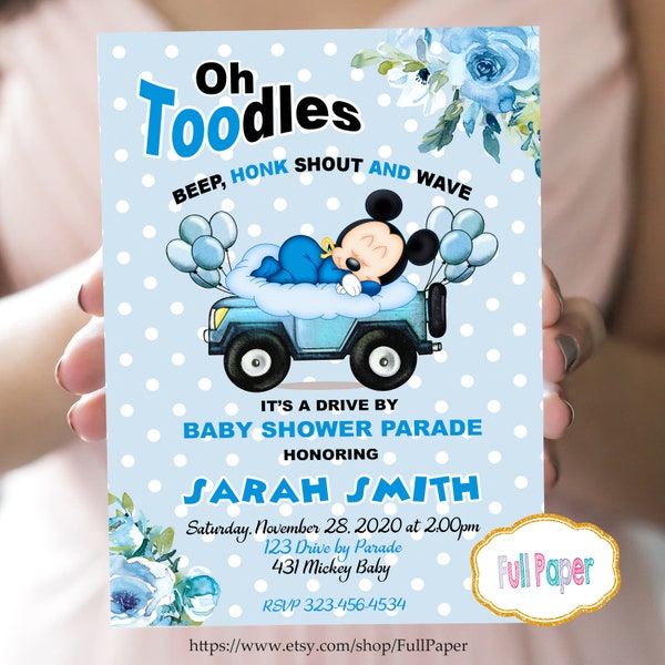 Mickey Baby Parade Invitation, Baby Shower Invitation, Baby Party, Quarantine Baby Shower, Digital Invitation, Drive By Parade, Boy Invite