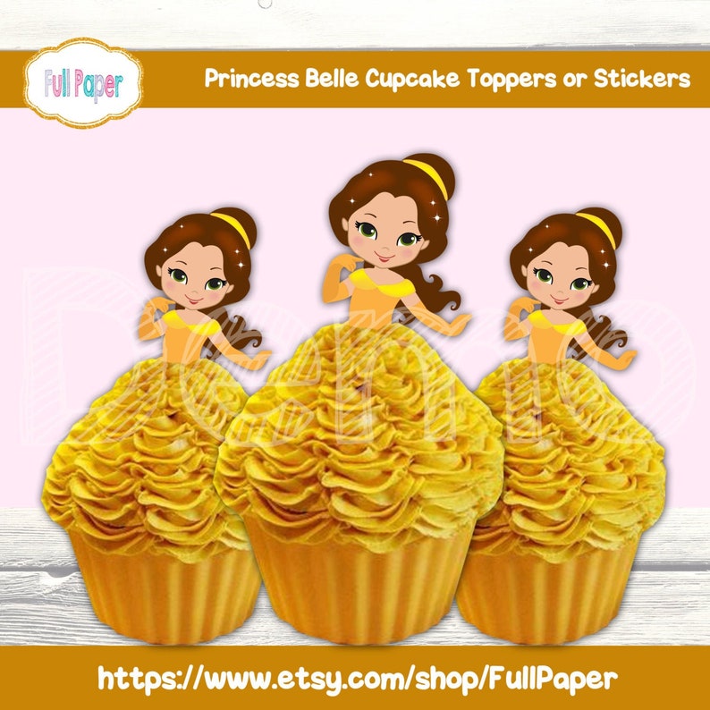Printable Belle Cupcake Toppers or Stickers-princess Cupcake Toppers ...