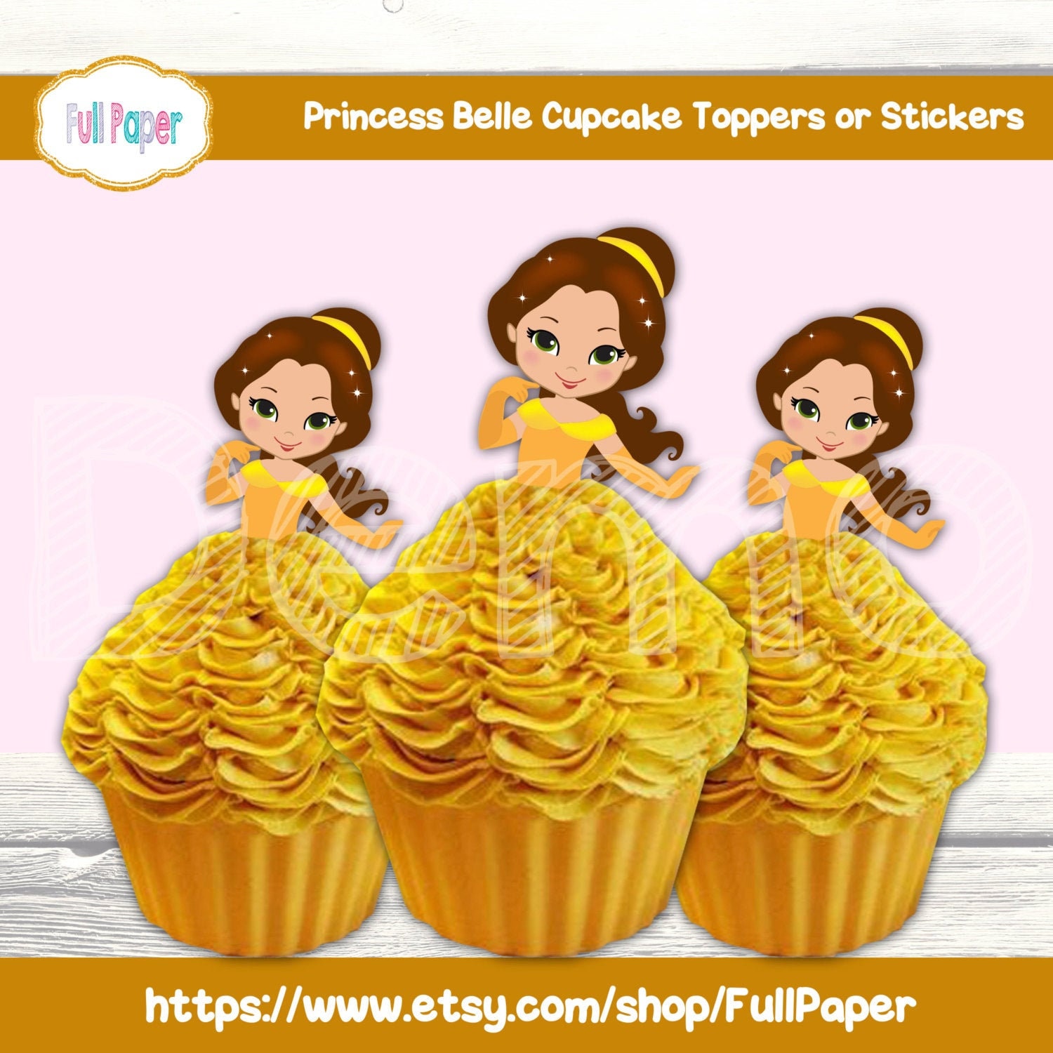 Printable Belle Cupcake Toppers or Stickers-princess Cupcake Toppers ...