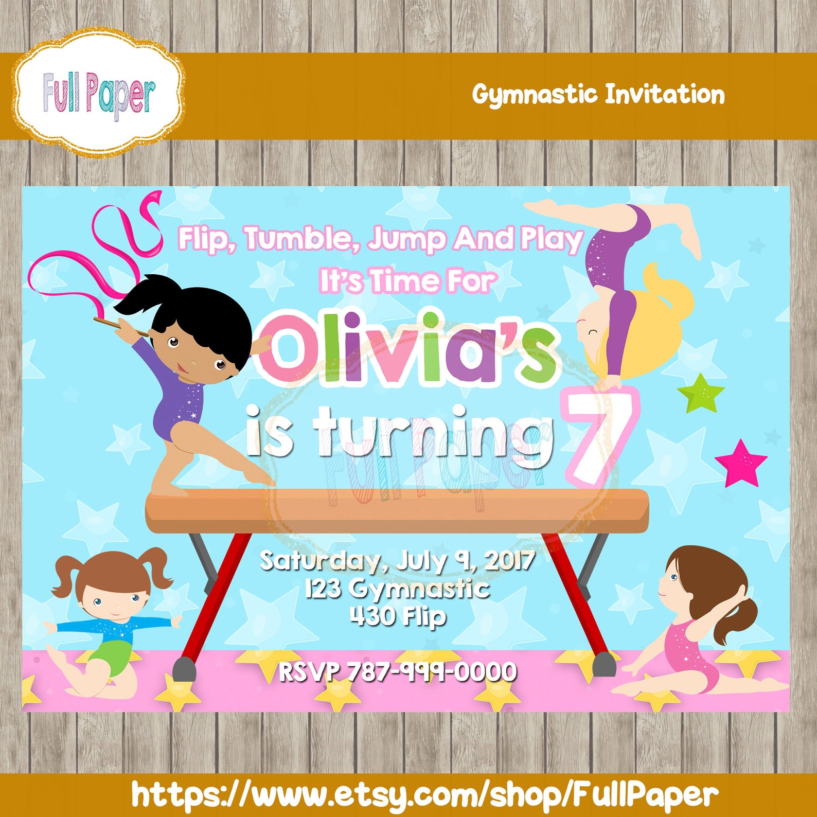 Invitation gymnastique Partie de gymnastique Anniversaire de Etsy