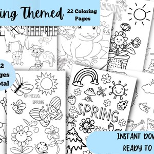 Spring Coloring Pages, Coloring Pages, Printable Coloring Pages for kids, Digital Download