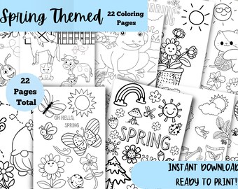 Páginas para colorear de primavera, Páginas para colorear, Páginas para colorear imprimibles para niños, Descarga digital