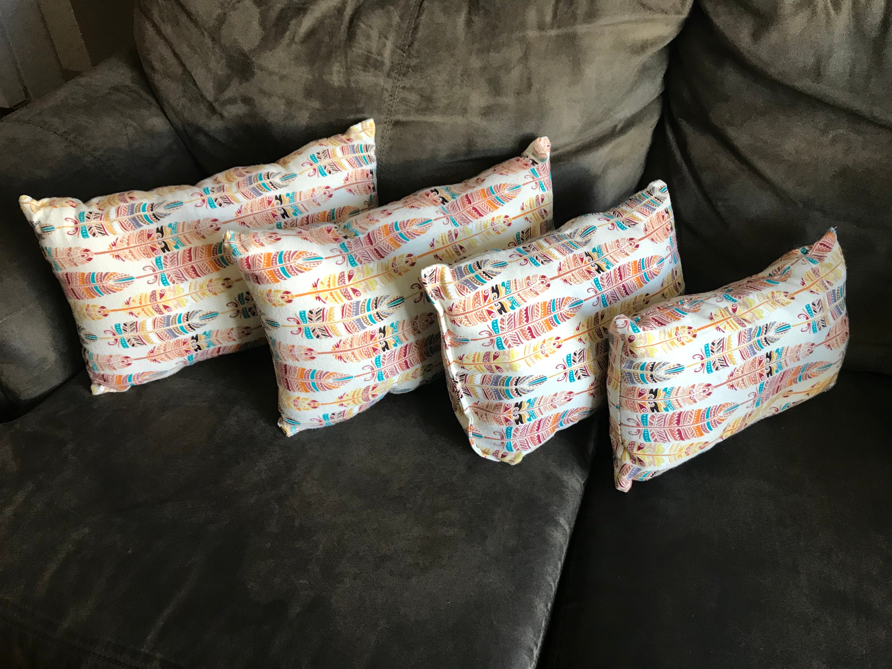 Travel Pillow Rectangular Pillow Feather Print Pillow Etsy