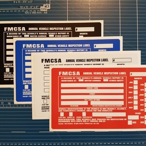 Leet Prints FHWA/FMCSA Vehicle Annual DOT Inspection Stickers, Truck Decal Personalized With Company Info, Permanent UV Protected Self Adhesive, 6"" X 3.5