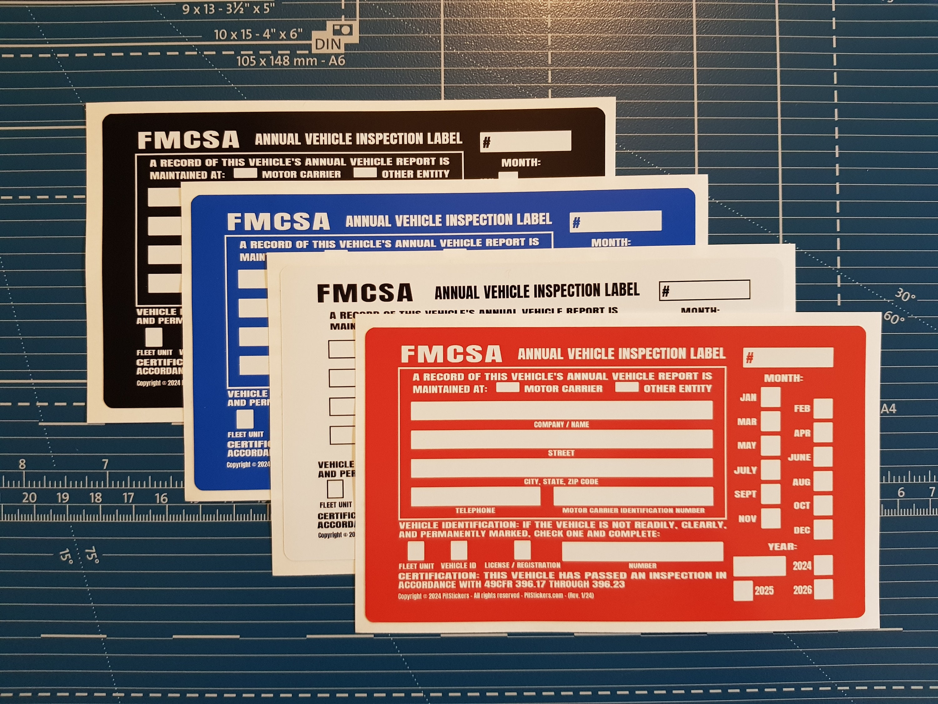 Red Aluminum Inspection Labels Annual Vehicle Inspection Report Form ...
