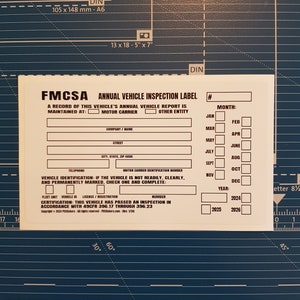 Personalized annual USDOT FMCSA and FHWA Vehicle Inspection Decals. Save time and let us prefill each DOT Inspection Sticker with your truck's information. During checkout, type your company details that you want printed on the decal.