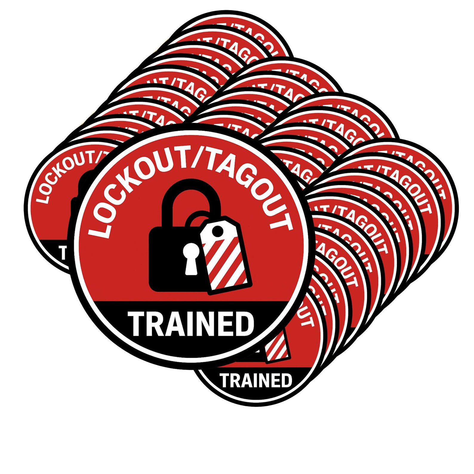 Lockout Tagout Trained Sticker – 5, 20, 100 Pack – 2