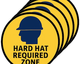 Hard Hat Required Zone Stickers: 2" Waterproof OSHA Safety Labels – 5, 20, 100 Pack