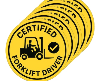 Certified Forklift Driver Hard Hat Sticker: Weatherproof Safety Decal – 5, 20, 100 Pack