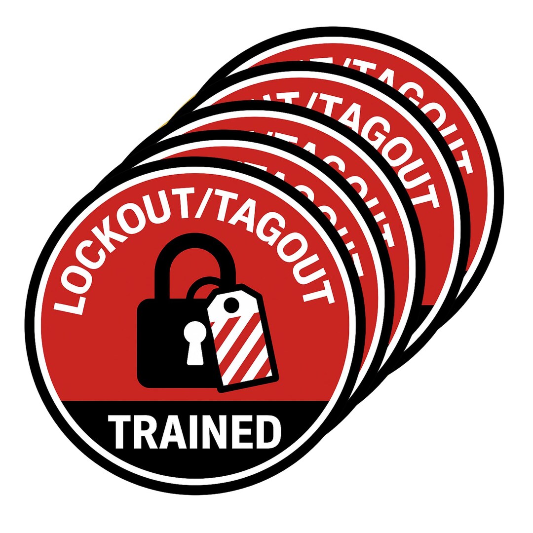 Lockout Tagout Trained Sticker – 5, 20, 100 Pack – 2
