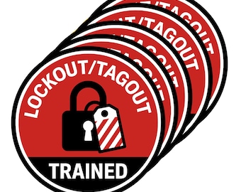 Lockout Tagout Trained Sticker – 5, 20, 100 Pack – 2" Safety Labels – LOTO Certified