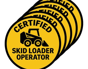 Skid Loader Operator Hard Hat Decals: Weatherproof Vinyl Safety Stickers – 5, 20, 100 Pack