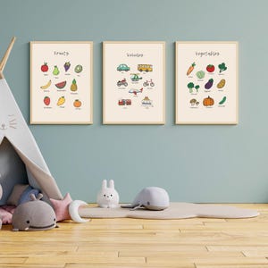 Lot de 12 affiches éducatives pour décoration de chambre d'enfant, oeuvre d'art murale pour enfant, décoration de salle de jeux, oeuvre d'art imprimable pour chambre d'enfant, chambre d'enfant, oeuvre d'art pour l'école à la maison