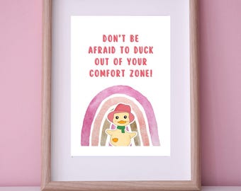 Arte de pared para niños, lindas citas de patos, decoración de guardería y sala de juegos, descarga digital, 3 diseños de impresiones inspiradoras