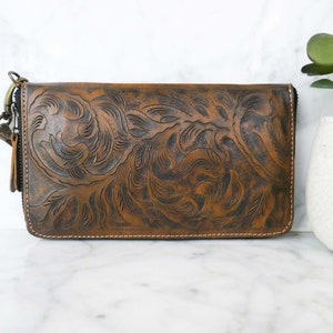 Cartera de piel, Cartera organizadora de mujer, Cartera de mujer, Cartera larga, Carteras de piel, Cartera con cremallera