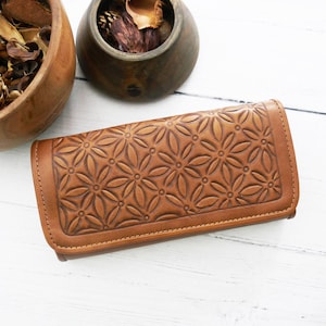 Monedero para mujer, tarjetero de cuero, billetera floral, regalos para ella