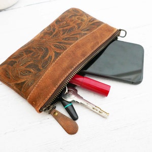 Lederhandtasche, Lederkulturbeutel für Frauen, Schminktasche aus Leder, Kosmetikreisetasche