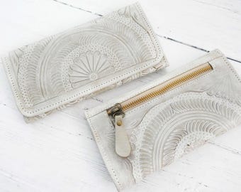 Cartera de piel repujada para mujer: bolso de estilo bohemio vintage