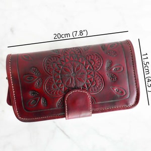 Cartera de cuero para mujer, Cartera para dinero, Cartera plegable para ella, Cartera para mujer