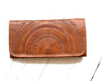 Cartera de cuero fina vintage para mujer • Cartera de mano hecha a mano, regalos para mujer
