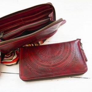Cartera de mujer l Cartera con cremallera / Cartera de pulsera / Cartera de mujer / Regalos para ella / Cartera de cuero para mujer