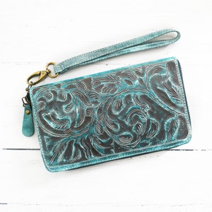 Brieftasche mit Reißverschluss | Wristlet-Geldbörse | Muttertagsgeschenk | Böhmische Geldbörse | Leder Geldbörse Damen |