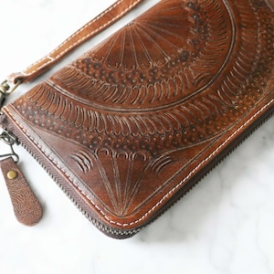 Cartera con cremallera - Regalos para mujeres - Cartera de cuero - Monedero casero para mujeres - Monedero de cuero auténtico