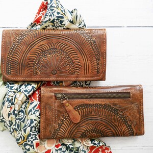 Brieftasche mit Reißverschluss | Wristlet-Geldbörse | Muttertagsgeschenk | Böhmische Geldbörse | Leder Geldbörse Damen |