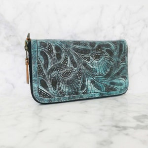 Carteras de cuero boho para mujer, billetera con herramientas, regalo para mamá