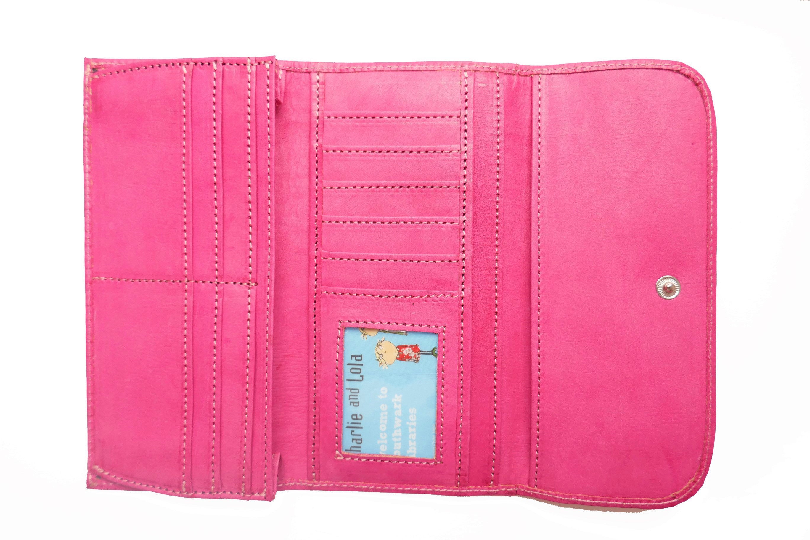 pink leather travel wallet