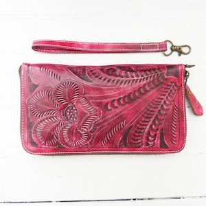 Monedero de mujer - Cartera de piel hecha a mano con cremallera - Carteras de pulsera - Cartera de piel para mujer