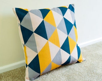 blue and mustard cushions