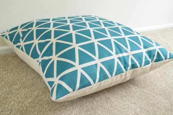 Teal Triangles GeometricScandin Side Teal Grey Geometric Triangles Pillow