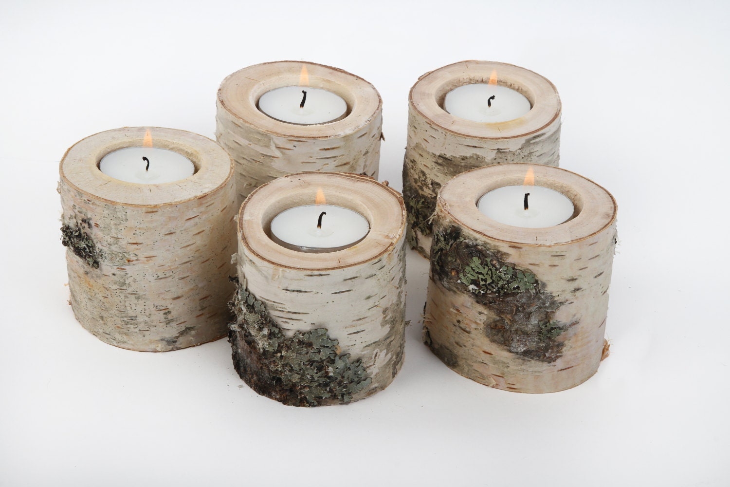 5 Branch Candle Holders Candle Holders Tree Slice Wooden Etsy